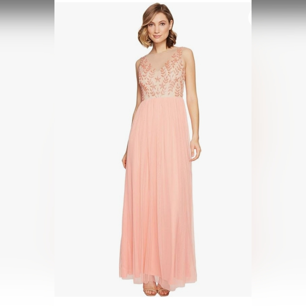 ADRIANNA PAPPEL WOMEN'S EMBELLISHED RUCHED MESH DRESS SCOOP NECK SIZE 18W